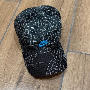 Nike Black and Teal Grid Pattern Cap